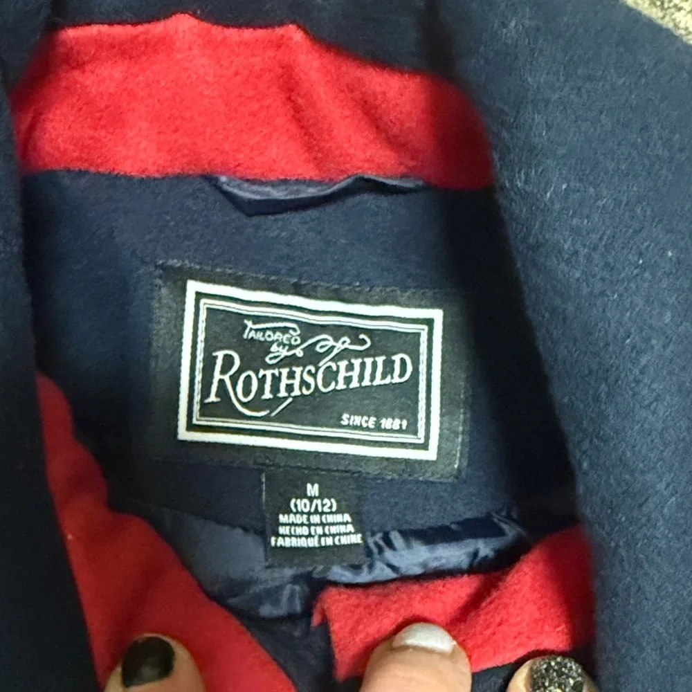 Rothschild Girls Navy Pea Coat w/Red Details Easter Holiday Party Wear